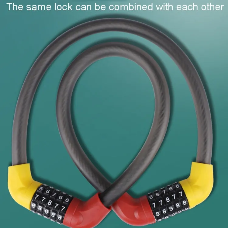 57 x 1.72cm Bicycle And Electrical Vehicle 5-Digit Combination Lock Safety Anti-Theft Cycling Lock(All Black)
