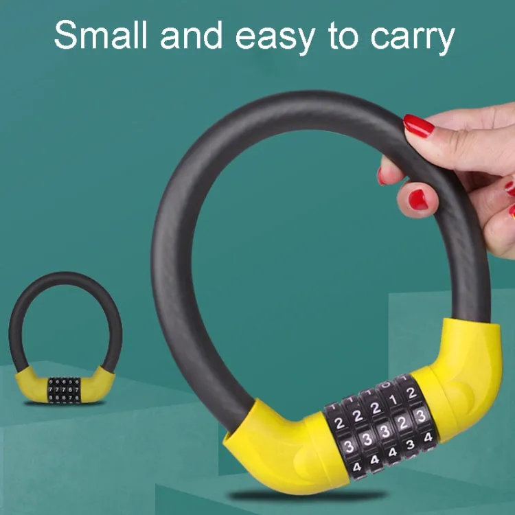 57 x 1.72cm Bicycle And Electrical Vehicle 5-Digit Combination Lock Safety Anti-Theft Cycling Lock(All Black)