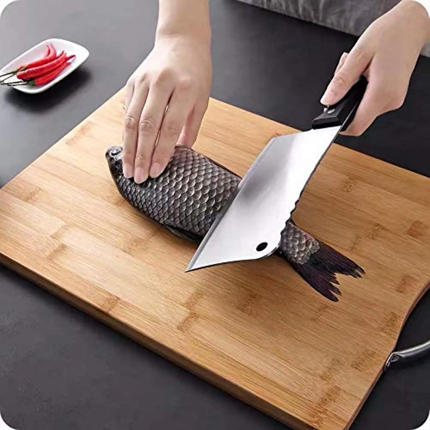 ECVV Bamboo Cutting Board, Chopping Board Kitchen, Home and Everyday use, Natural Bamboo (40x30cm)