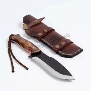 Fixed Blade Bush Knife With Horizontal Belt Sheath