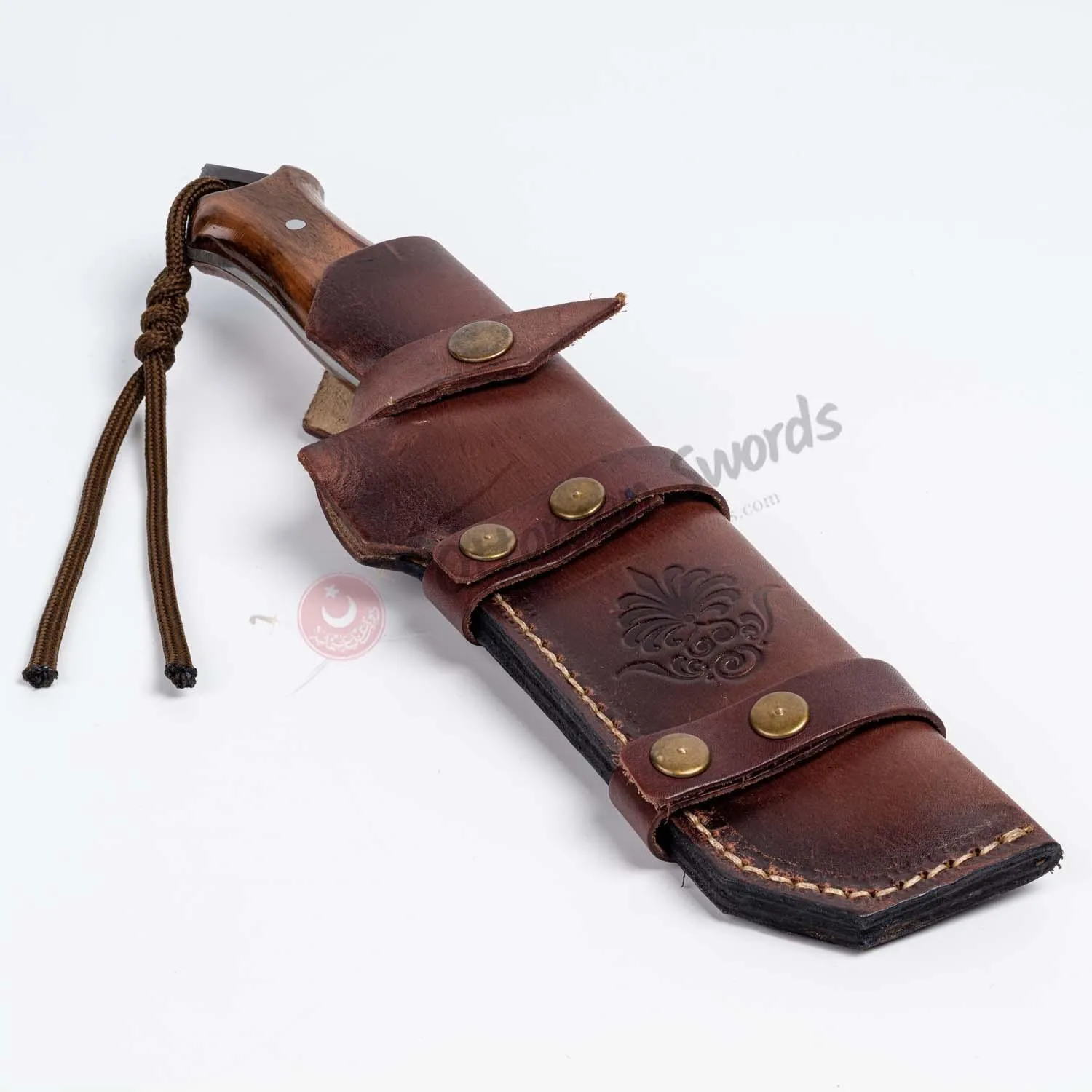 Fixed Blade Bush Knife With Horizontal Belt Sheath