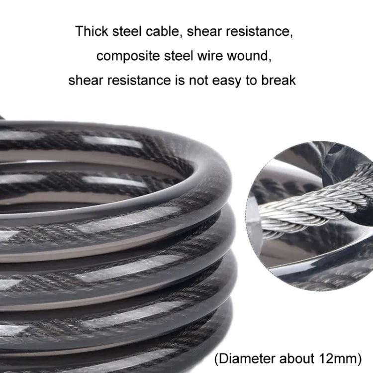 Fixed Portable Anti-theft Thickened Steel Wire Chain Bicycle Lock, Length: Matte Black 1.5m