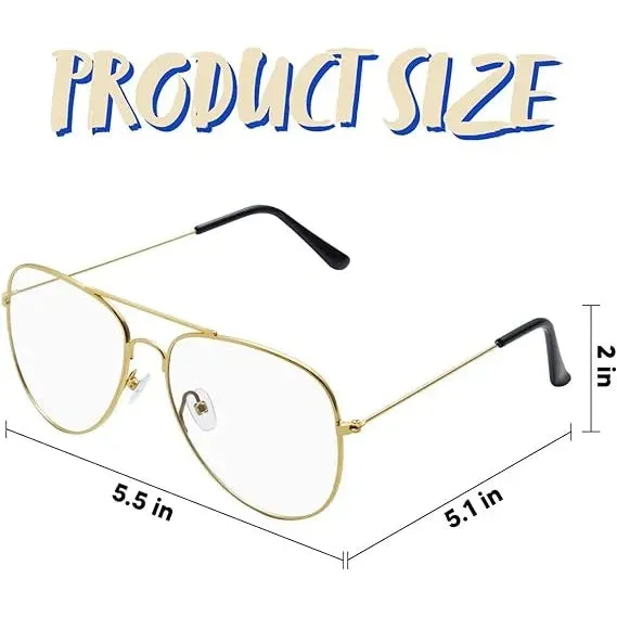 Halloween Men Costume 80s 90s Glasses Gold Frame Glasses