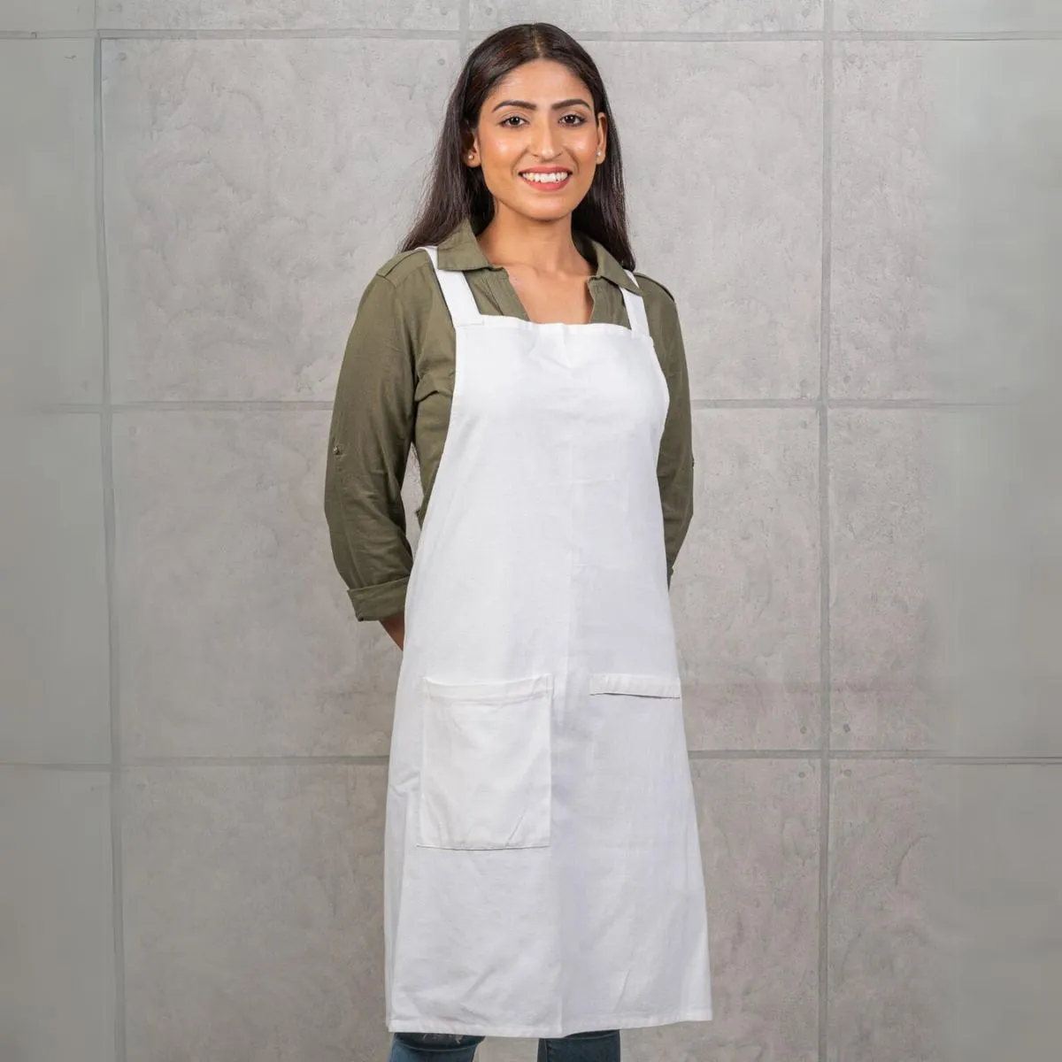 No Tie Cross Back Pocketed Apron | Multi Functional | Pastel Colour | Cotton