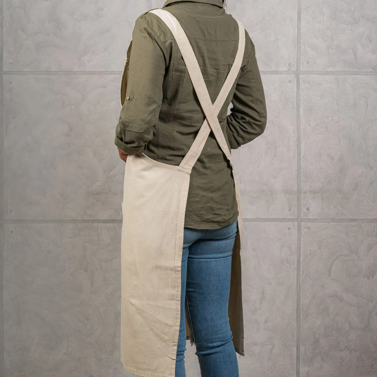 No Tie Cross Back Pocketed Apron | Multi Functional | Pastel Colour | Cotton