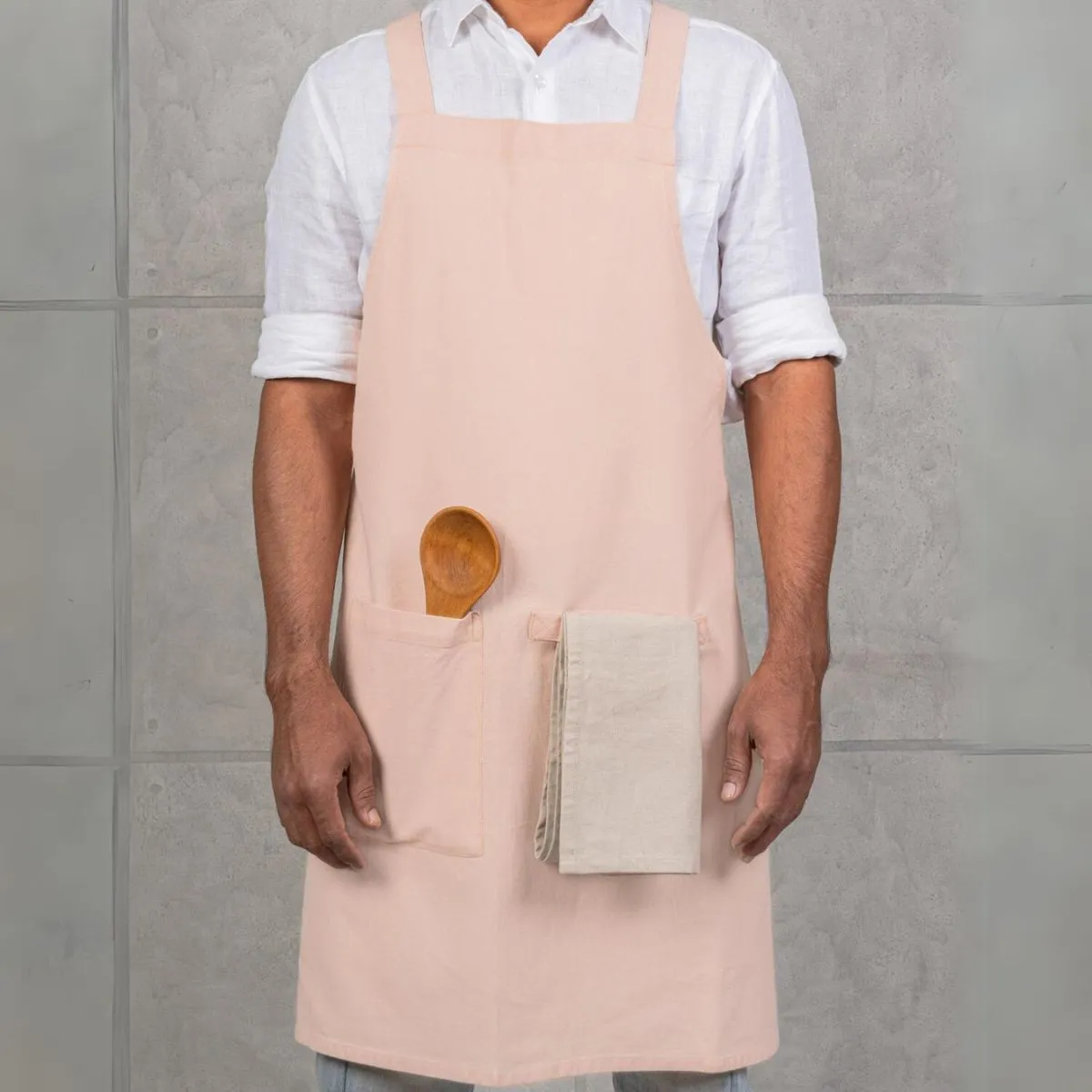 No Tie Cross Back Pocketed Apron | Multi Functional | Pastel Colour | Cotton