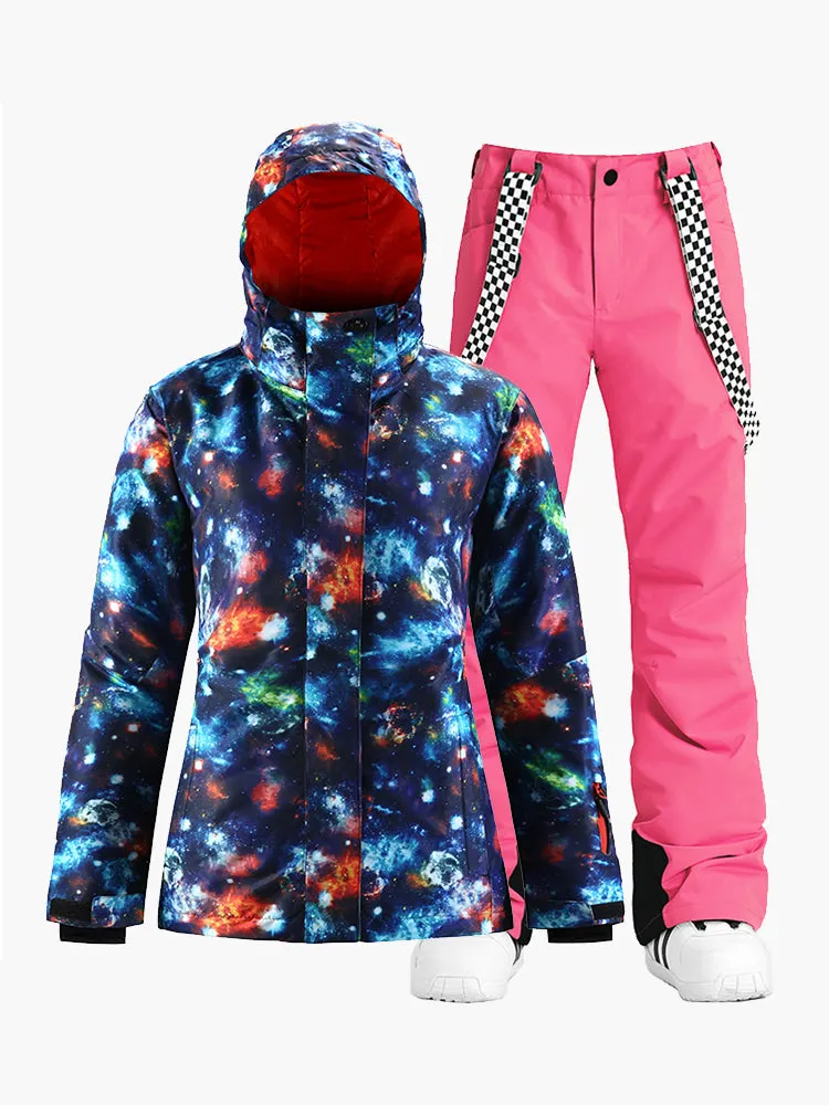 Winter ski suit women's suit waterproof, windproof and cold resistant quilted double-board snow suit women